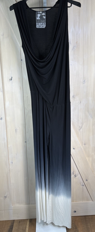 Young Fabulous Broke Jumpsuit Womens Medium Black Blue Varigated YFB FLAW AS IS