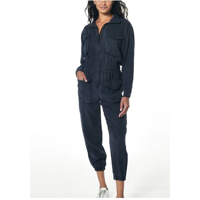 Young Fabulous & Broke Navy Flight Suit Utility Jumpsuit Midnight Pigment Size S
