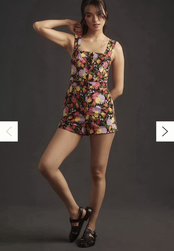 Yukiko Noritake Maeve Anthropologie Portside Button Front Romper Floral Size 10