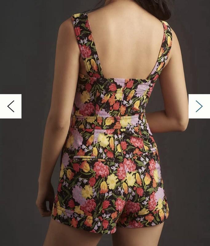 Yukiko Noritake Maeve Anthropologie Portside Button Front Romper Floral Size 10