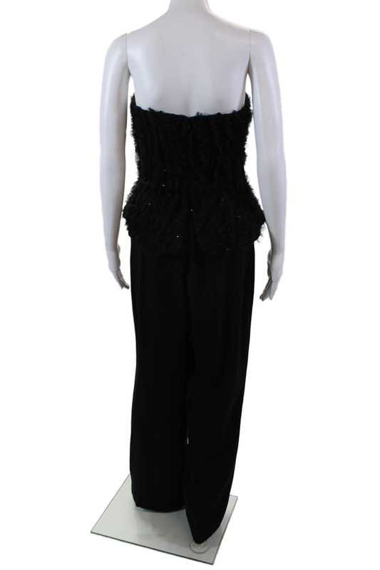 Zac Posen Womens Sequin Textured Strapless Sweetheart Jumpsuit Black Size 6