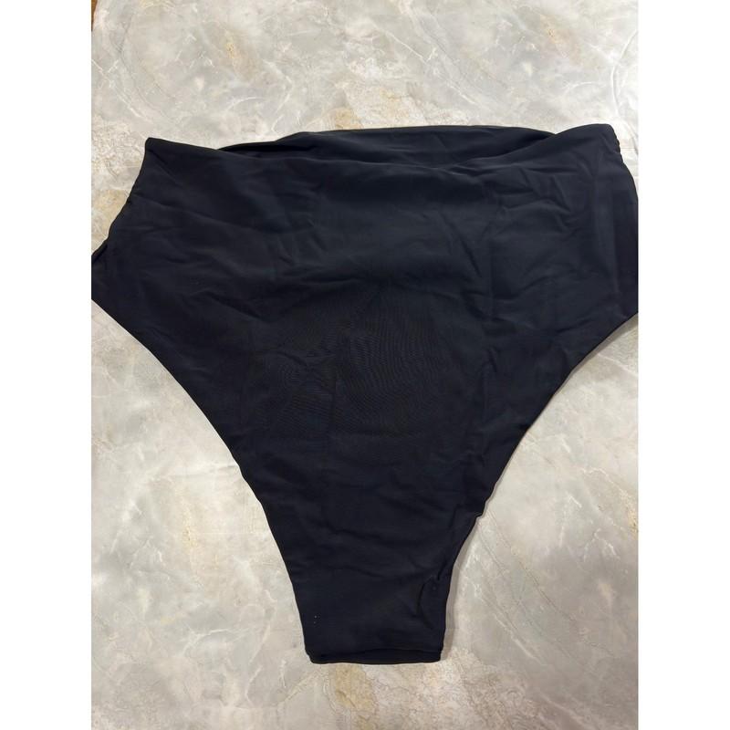 Zaful High Waist Bikini Bottom Black Ruched Swimsuit US 8-10