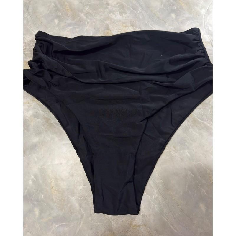 Zaful High Waist Bikini Bottom Black Ruched Swimsuit US 8-10