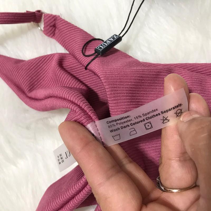 Zaful Size L Womens Pink String Bikini With Rings Swimsuit