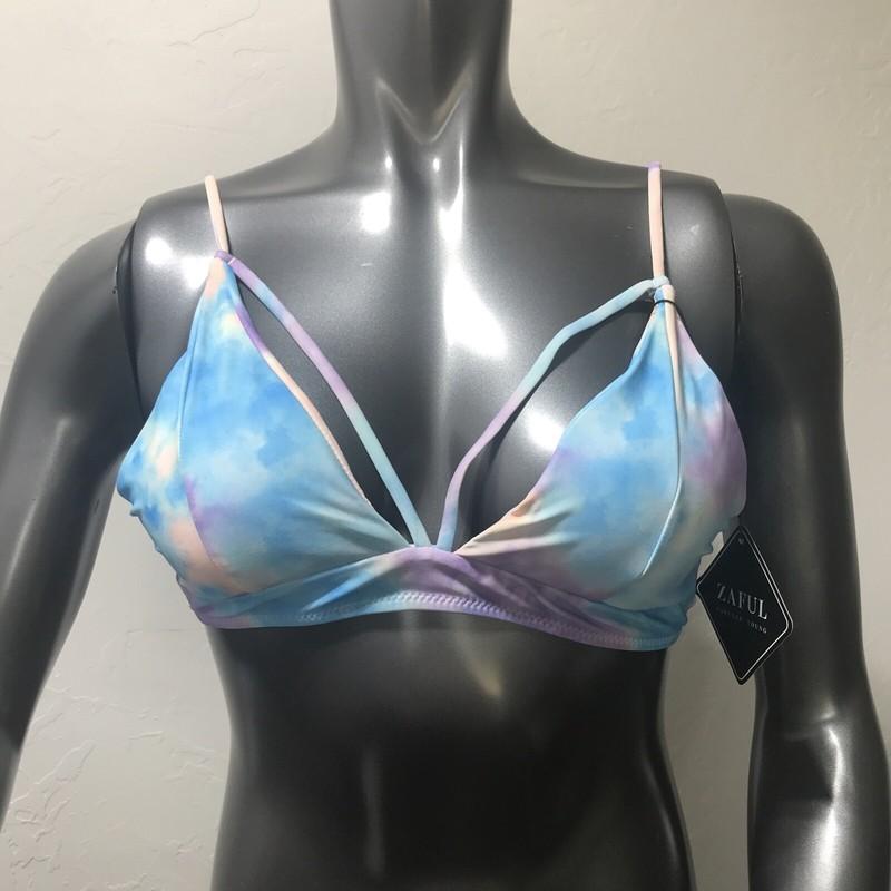 Zaful Women Swimsuits Size M Two Pieces Tie Dye String Bikini Blue/ Purple Pink