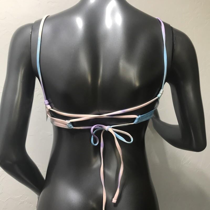Zaful Women Swimsuits Size M Two Pieces Tie Dye String Bikini Blue/ Purple Pink