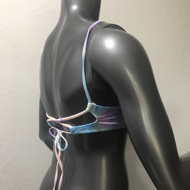 Zaful Women Swimsuits Size M Two Pieces Tie Dye String Bikini Blue/ Purple Pink