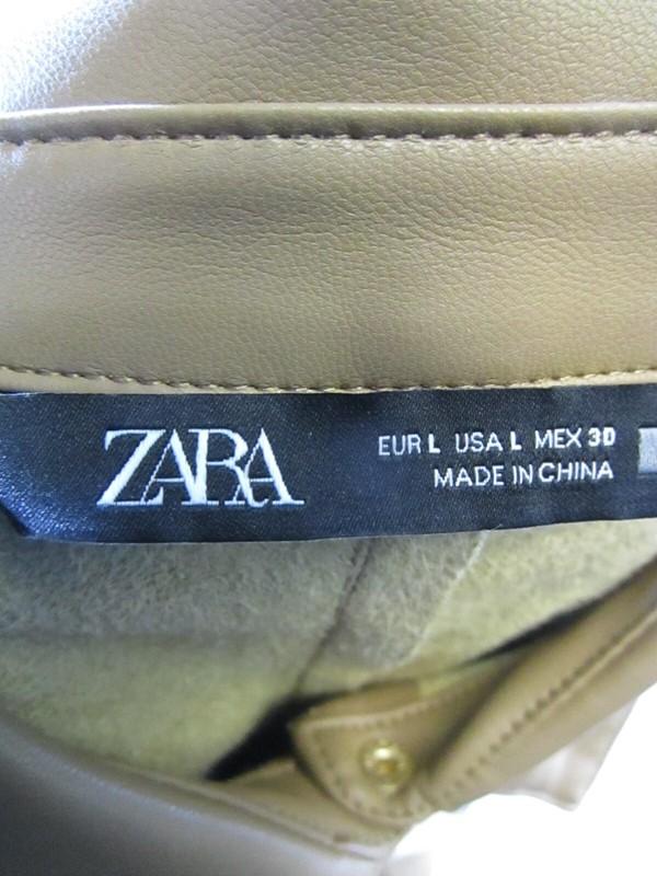 Zara Dress Womens Large Brown Faux Leather Belted