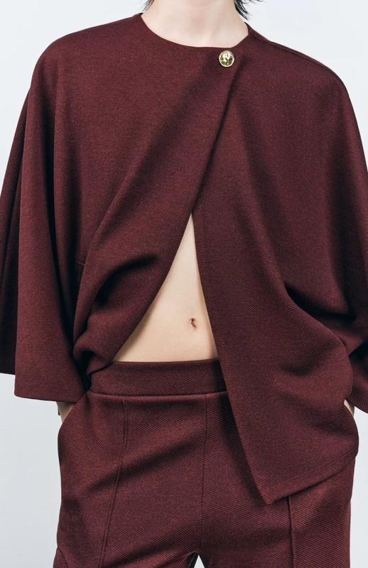 ZARA GOLD BUTTON BURGUNDY CAPE SZ S L 3644/162/681