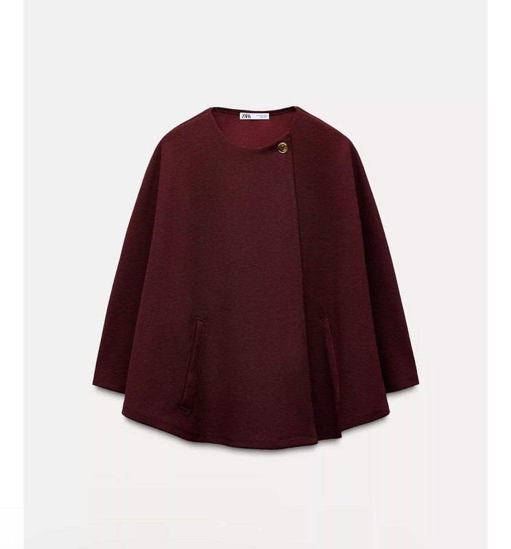 ZARA GOLD BUTTON BURGUNDY CAPE SZ S L 3644/162/681