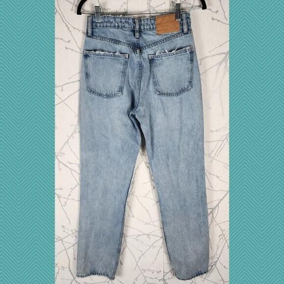 Zara Light Wash Rigid Denim High Rise Straight Leg Jeans Y2K Women's 4