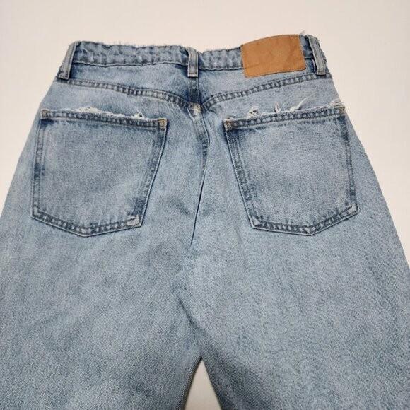 Zara Light Wash Rigid Denim High Rise Straight Leg Jeans Y2K Women's 4