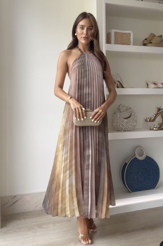 ZARA NEW SS24 TIE DYE PLEATED HALTER DRESS MULTICOLORED 3666/096_ALL SIZES