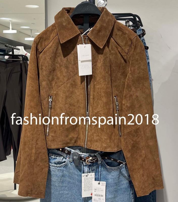 ZARA NEW WOMAN 100% LEATHER SHORT JACKET WHISKEY XS-XL 8073/255/776