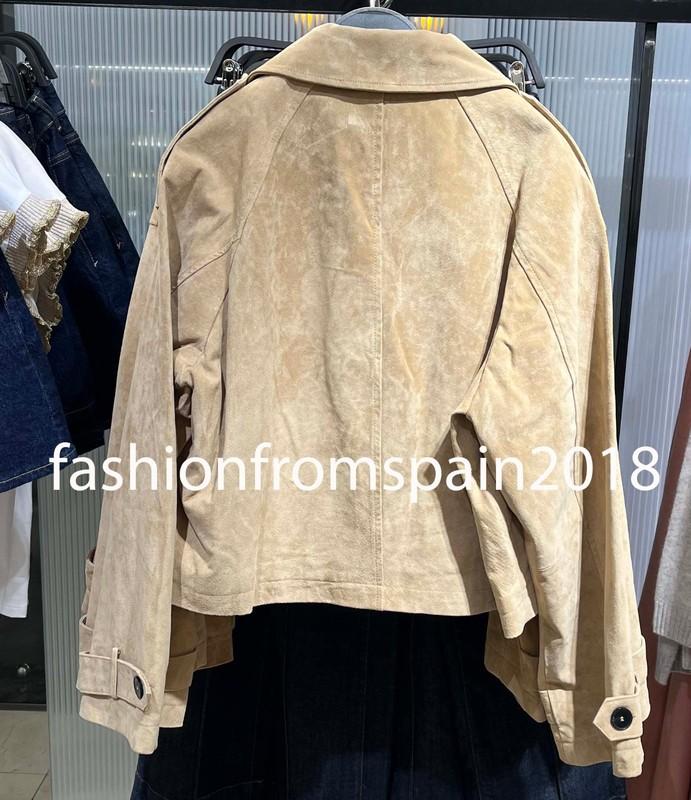 ZARA NEW WOMAN 100% LEATHER SHORT TRENCH COAT TAUPE BROWN XS-XL 3046/257/704