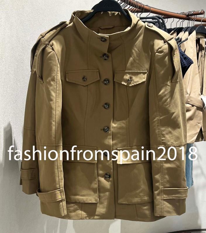 ZARA NEW WOMAN ARMY STYLE TABBED POCKET JACKET LIGHT KHAKI SIZE:L 4341/718/506