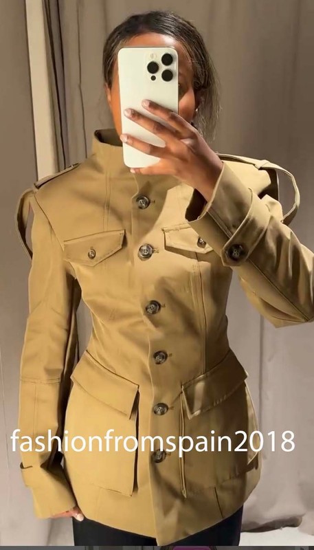 ZARA NEW WOMAN ARMY STYLE TABBED POCKET JACKET LIGHT KHAKI SIZE:L 4341/718/506