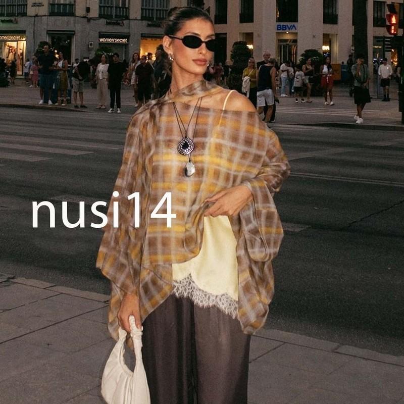 ZARA NEW WOMAN CHECK PLAID SCARF CAPE KHAKI XS-S M-L 2010/819/121