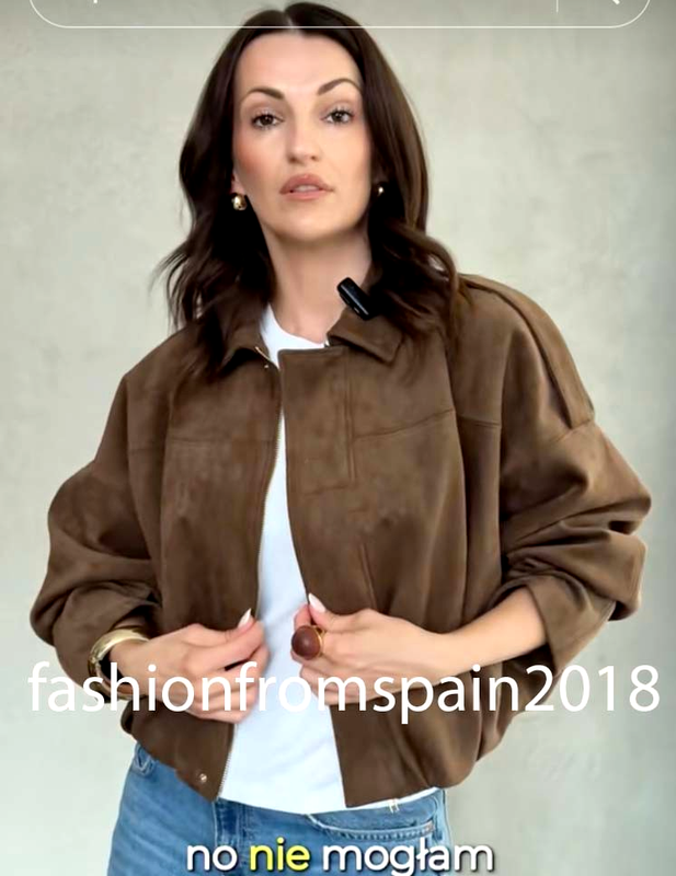 ZARA NEW WOMAN FAUX SUEDE BOMBER JACKET DARK BROWN S M L 4344/655/716