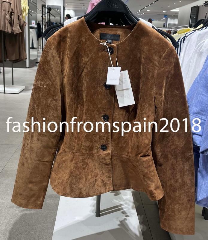 ZARA NEW WOMAN FLARED HEM 100% LEATHER JACKET WHISKEY XS-XL 6318/232/776