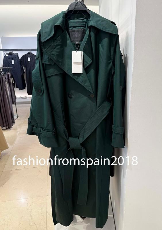 ZARA NEW WOMAN OVERSIZED WATER REPELLENT TRENCH COAT BOTTLE GREEN 0518/241/501