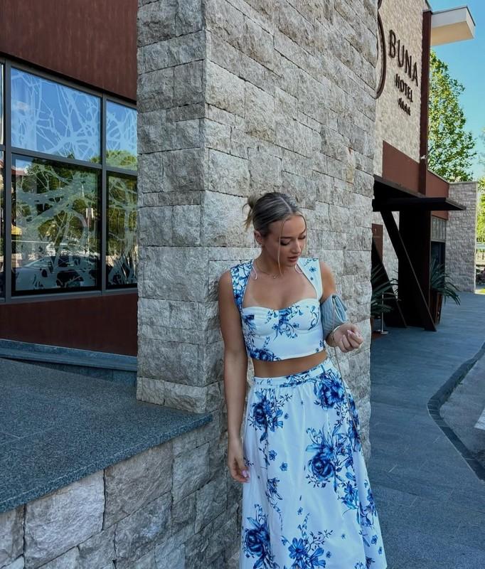 ZARA NEW WOMAN (SET OF TOP+SKIRT) FLORAL PRINT MAXI SKIRT+TOP 5039/130