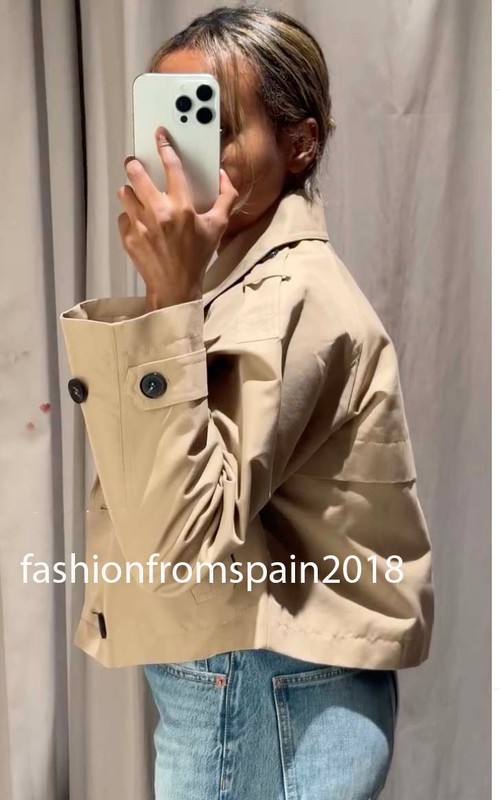 ZARA NEW WOMAN SHORT DOUBLE BREASTED SHORT TRENCH COAT TAUPE BROWN 3046/259/704