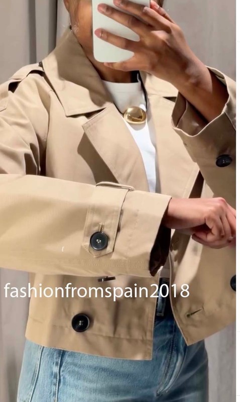 ZARA NEW WOMAN SHORT DOUBLE BREASTED SHORT TRENCH COAT TAUPE BROWN 3046/259/704