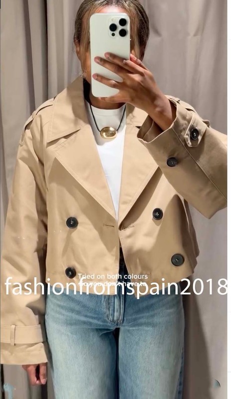 ZARA NEW WOMAN SHORT DOUBLE BREASTED SHORT TRENCH COAT TAUPE BROWN 3046/259/704