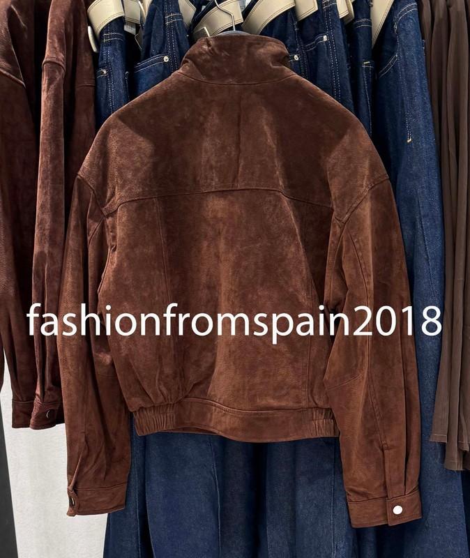 ZARA NEW WOMAN SUEDE LEATHER BOMBER JACKET WITH POCKETS BROWN MARL 3046/258/724