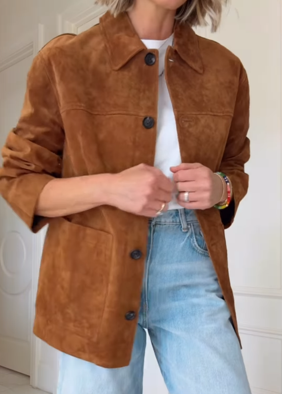 ZARA NEW WOMAN SUEDE LEATHER JACKET ZW LIMITED EDITION BROWN XS-XL 2969/061/700