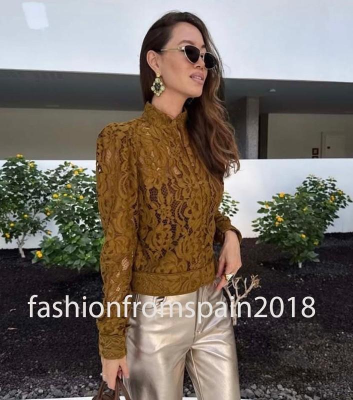 ZARA NEW WOMAN ZW COLL LACE JACKET WITH BALLOON SLEEVES GREEN XS-XL 1758/103/500