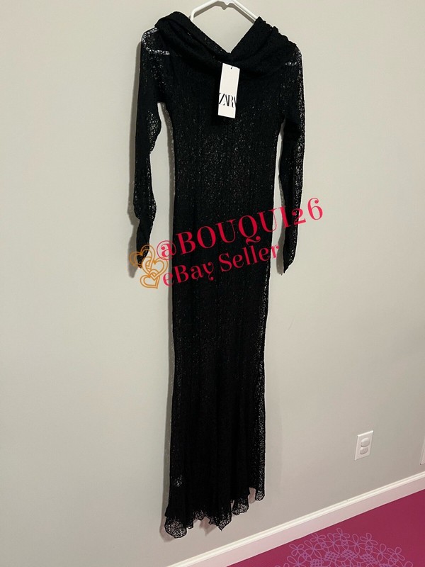 ZARA NEW WOMAN ZW COLLECTION OFF-THE-SHOULDER LACE DRESS BLACK REF: 4437/273