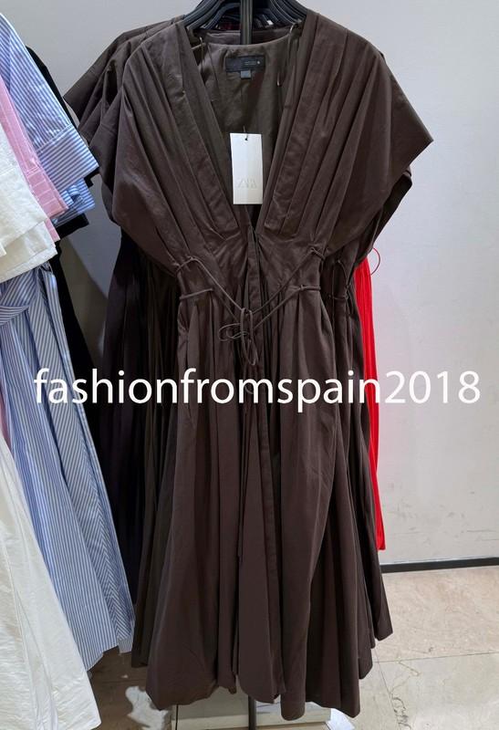 ZARA NEW WOMAN ZW COLLECTION PLEATED MIDI DRESS BROWN XS-XL 2965/395/700