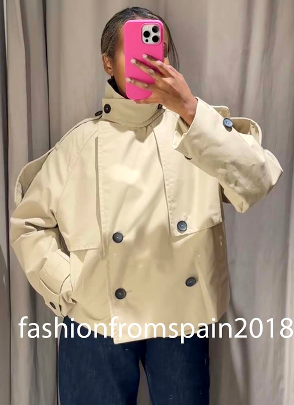 ZARA NEW WOMAN ZW WATER REPELLENT SHORT TRENCH COAT LIGHT BEIGE 0518/240/721