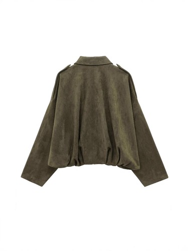 ZARA NEW Women Faux Suede Bomber Jacket Green