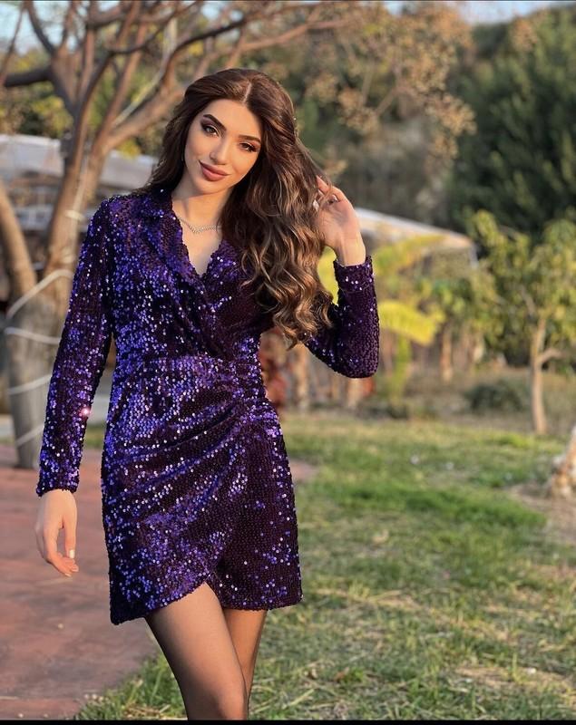 ZARA NWT WOMAN Fw22 SEQUIN COLLAR BLAZER MINI DRESS Purple 0387/195 Size XS-L