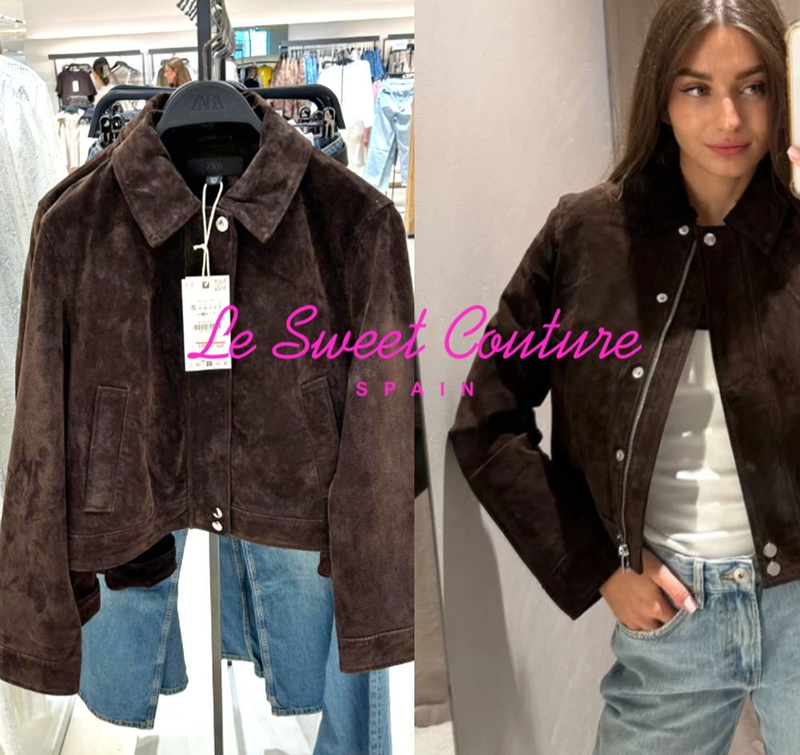 ZARA NWT WOMAN FW25 100% LEATHER SHORT JACKET DARK BROWN 8073/254/716