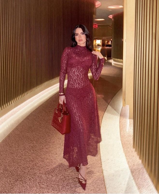 ZARA NWT WOMAN SS25 LACE MIDI DRESS BURGUNDY 4813/318