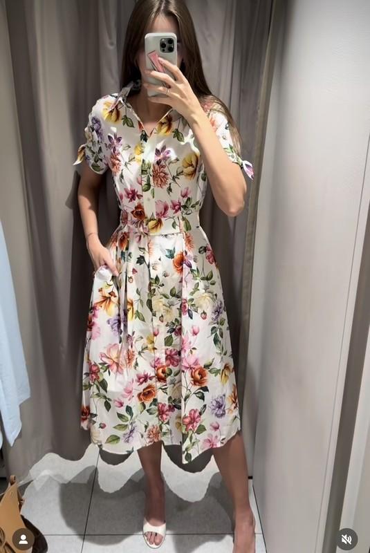ZARA NWT WOMAN SS25 PRINTED POPLIN MIDI DRESS MULTICOLORED 2944/340
