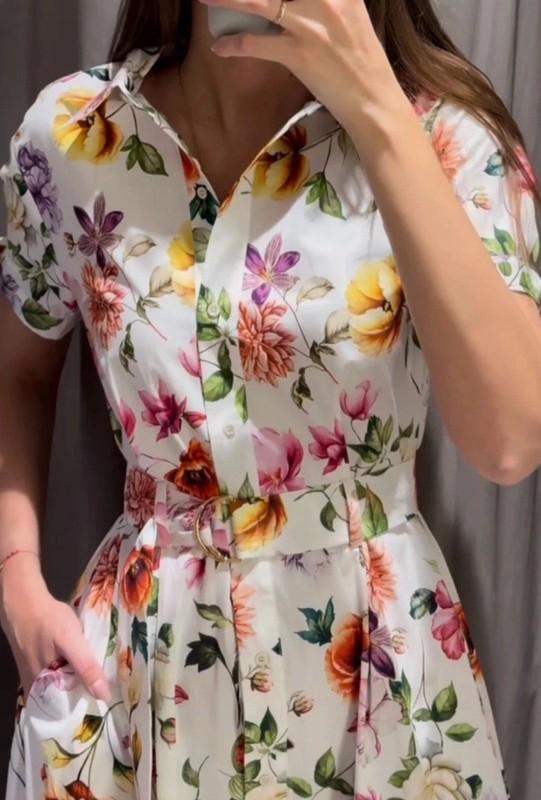 ZARA NWT WOMAN SS25 PRINTED POPLIN MIDI DRESS MULTICOLORED 2944/340