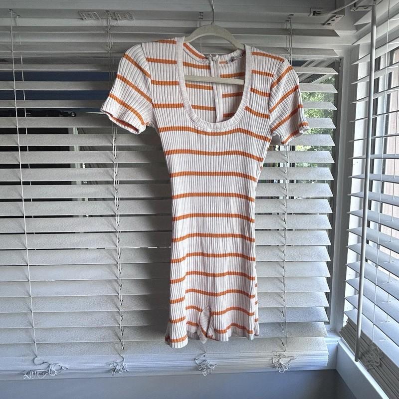Zara Orange Striped Romper