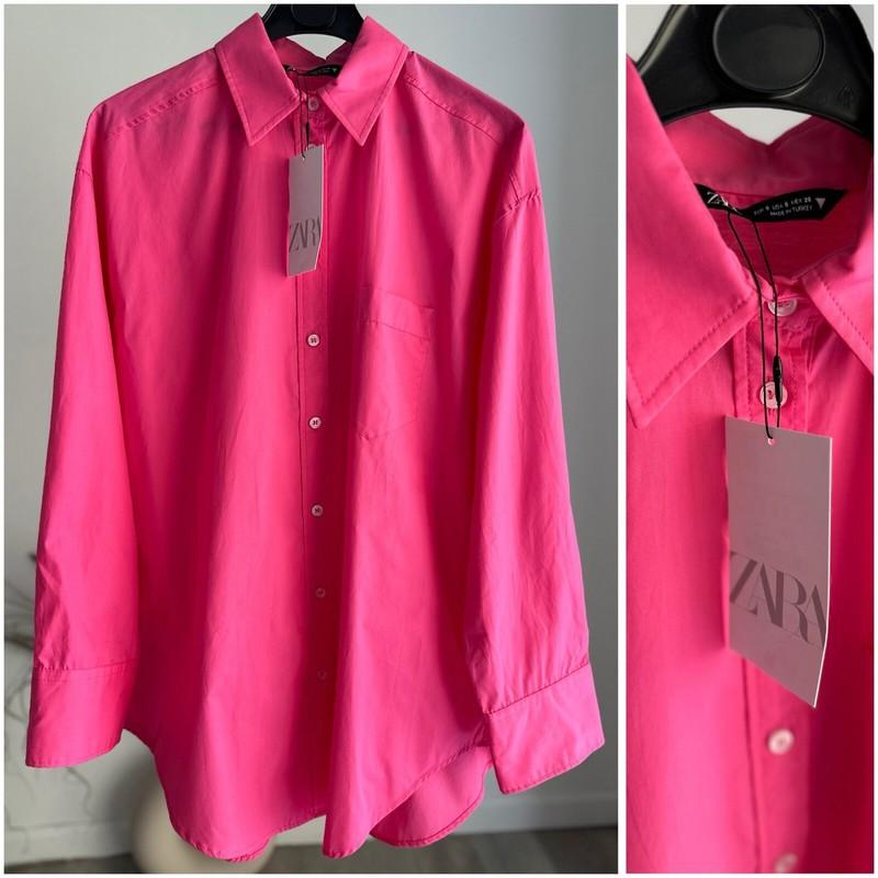 ZARA OVERSIZED POPLIN SHIRT FUCHSIA NWT S M L