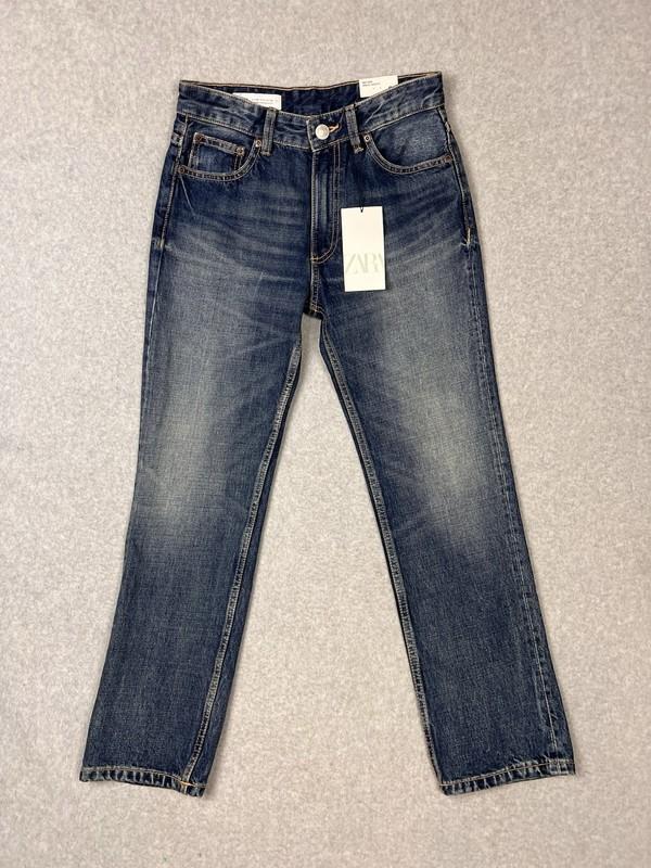 Zara Straight Leg Ankle Jeans Women's 2 Medium Wash Blue Denim Cropped NWT