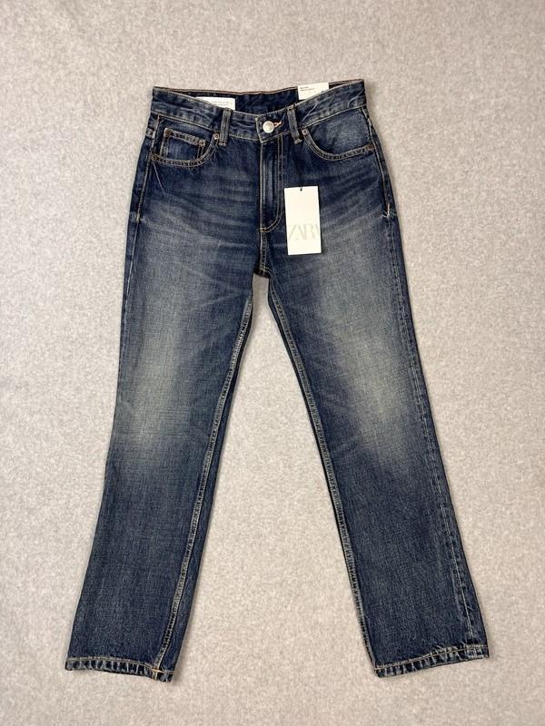 Zara Straight Leg Ankle Jeans Women's 2 Medium Wash Blue Denim Cropped NWT