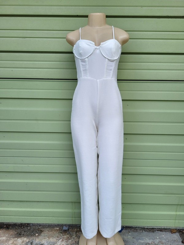 ZARA WIDE LEG PALAZZO CORSETRY INSPIRED DRESS CORSET LIKE WHITE S 8121/624