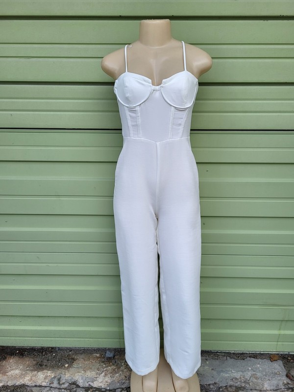 ZARA WIDE LEG PALAZZO CORSETRY INSPIRED DRESS CORSET LIKE WHITE S 8121/624