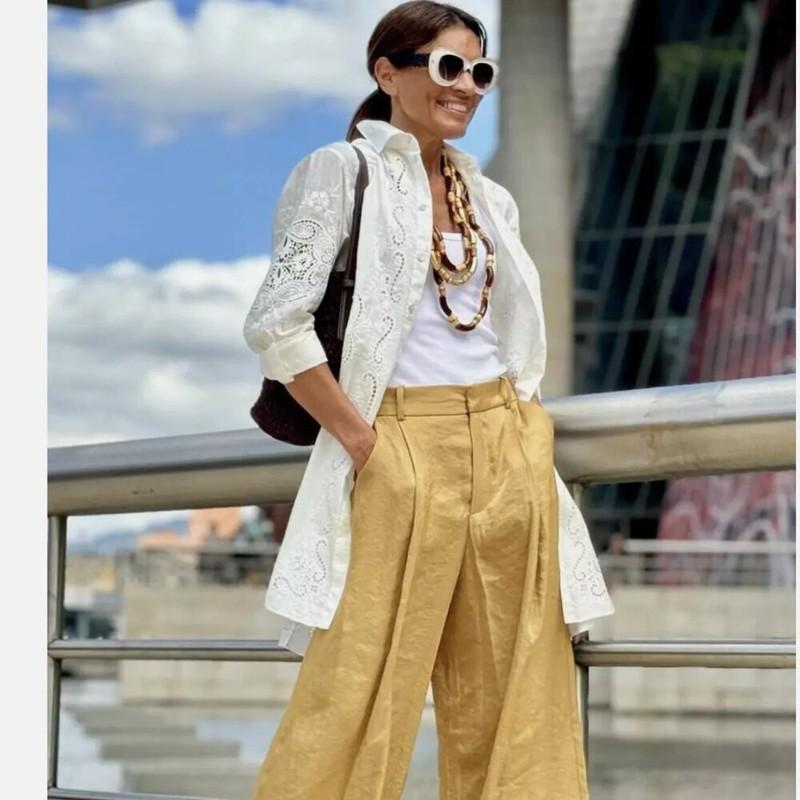 ZARA WOMAN $89 Cotton Embroidered OVERSIZE Shirt WHITE XS S M L XL NWT 5107/041