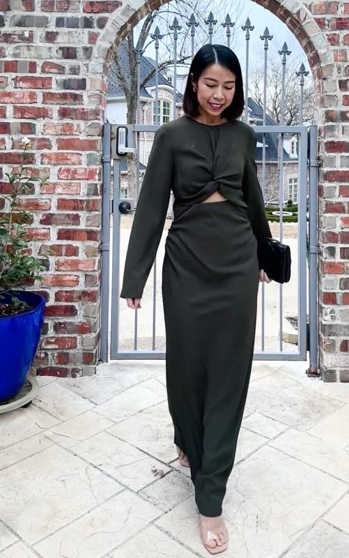 ZARA WOMAN KHAKI ZW COLLECTION CUT-OUT MIDI DRESS REF:4437/066_FW23 NWT_Sizes