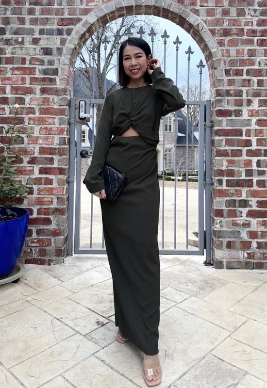 ZARA WOMAN KHAKI ZW COLLECTION CUT-OUT MIDI DRESS REF:4437/066_FW23 NWT_Sizes